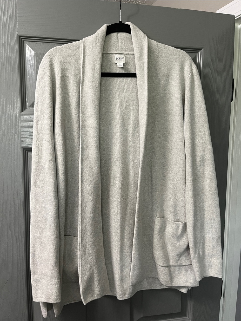 J. Crew Light Gray Shawl-Collar Open Cardigan
